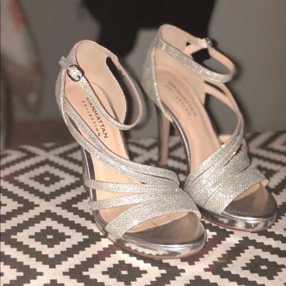 silver sparkly heels